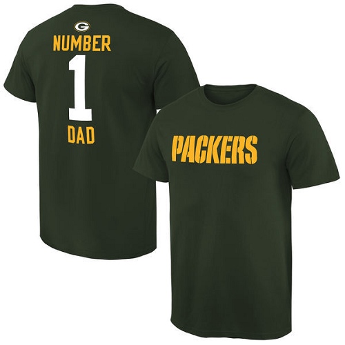 NFL Men's Green Bay Packers Pro Line Green Number 1 Dad T-Shirt